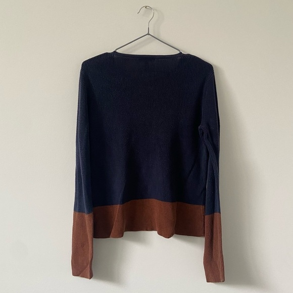 Eileen Fisher Navy/Brown ColorBlock Knit Silk Blend Sweater Size XS - Picture 6 of 6